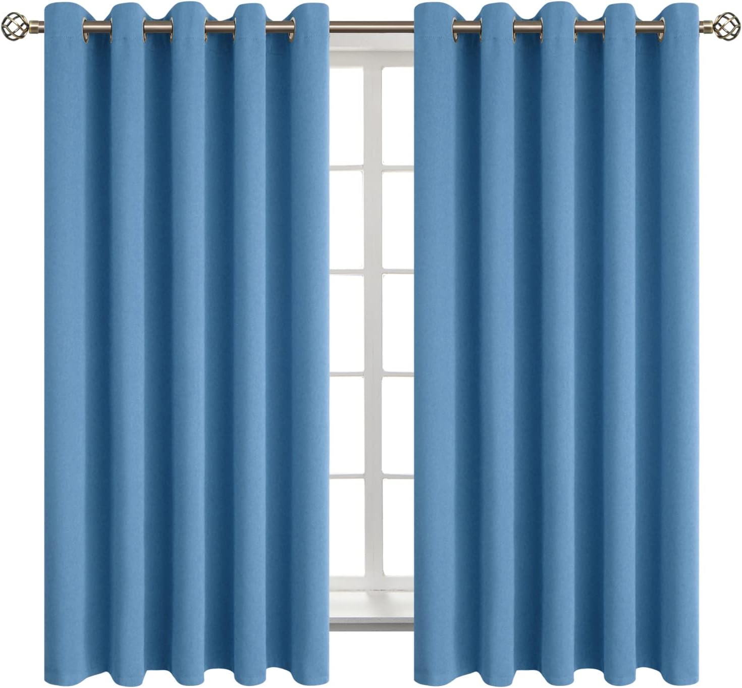 BGment Blackout Curtains - Grommet Thermal Insulated Room Darkening Bedroom and Living Room Curtains, Set of 2 Panels (70 x 63 Inch, Denim)…