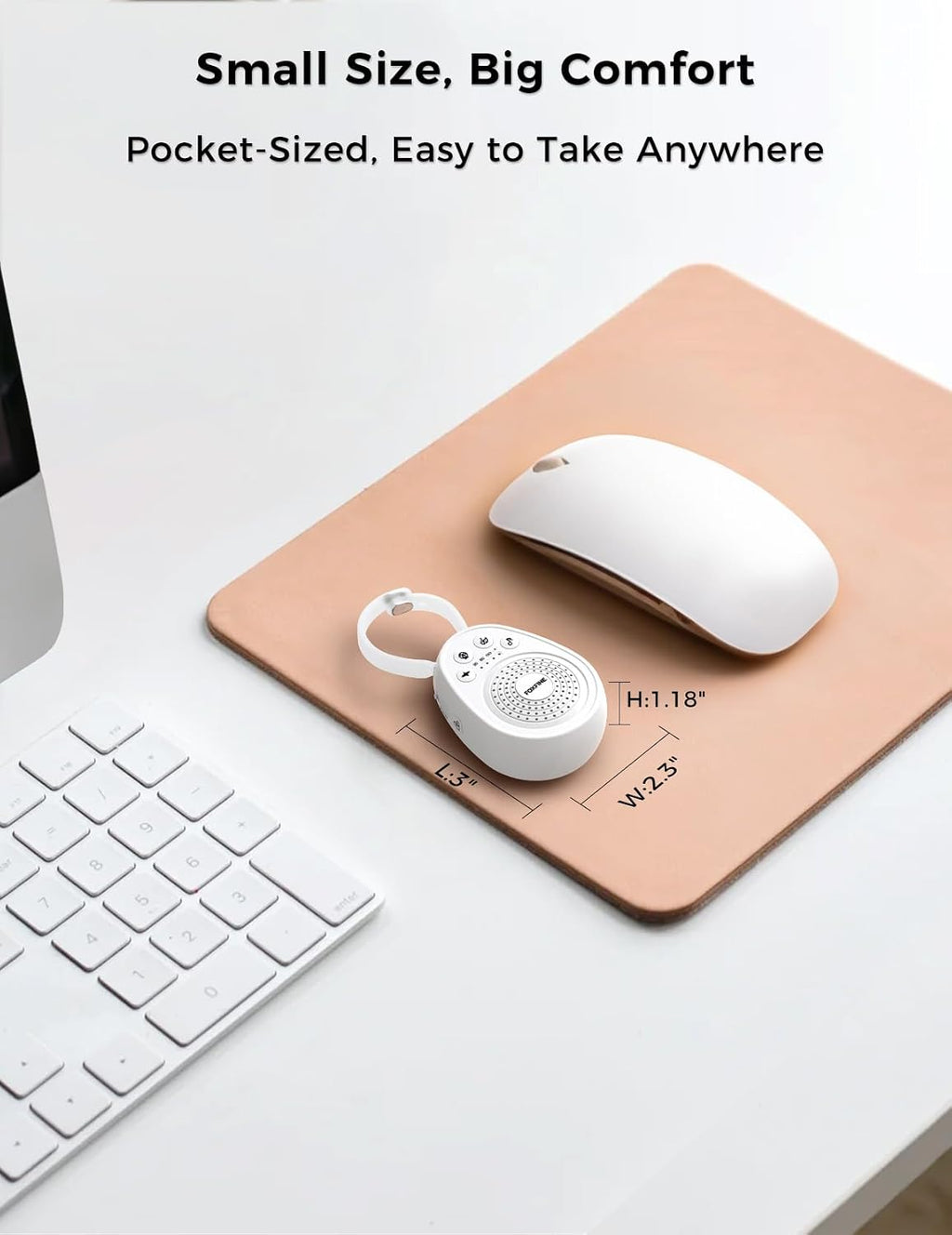 FOXFINE Portable Sound Machine, Travel White Noise Machine with 30 Soothing Sounds, Timer & Memory for Sleeping, Baby, Adults, White