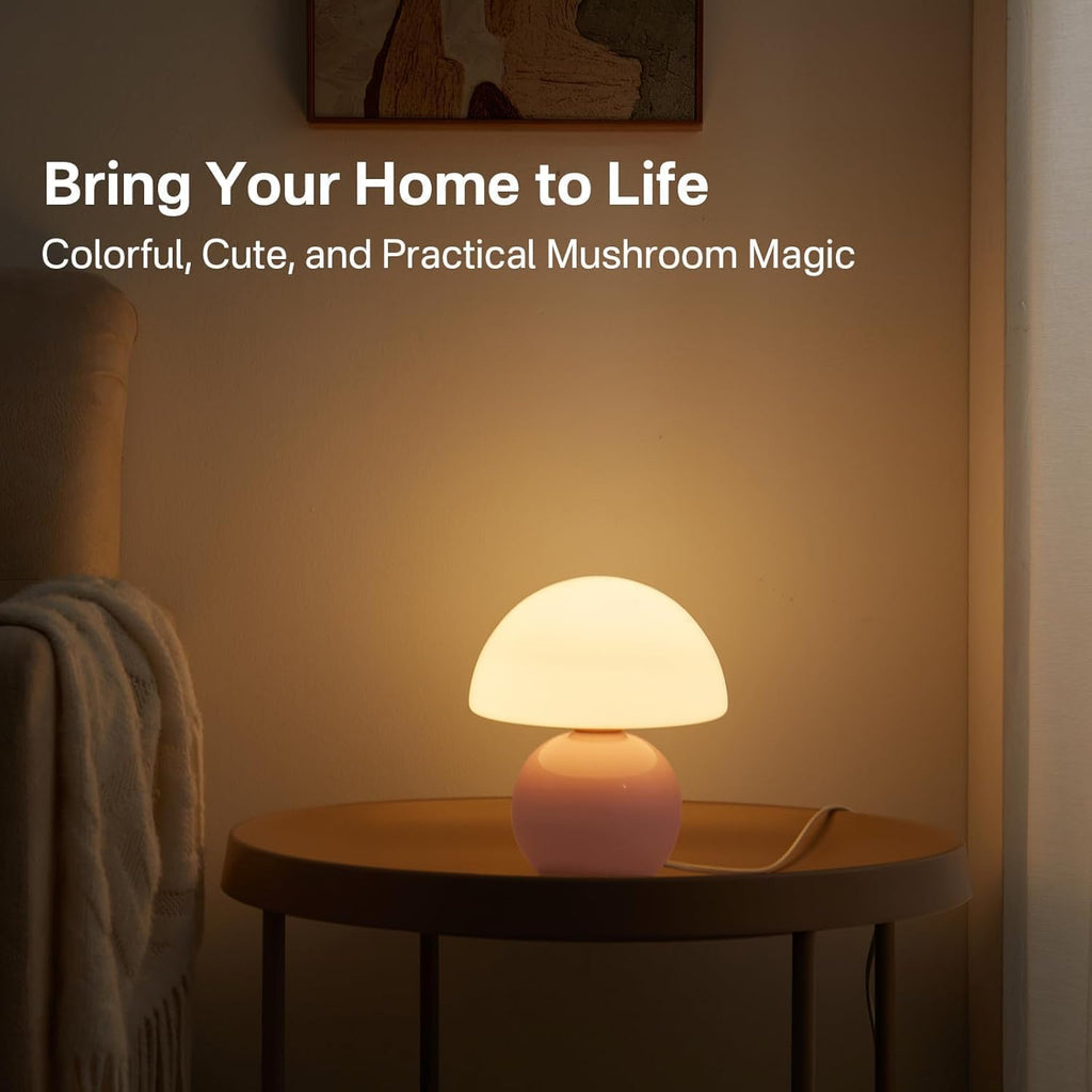 Dawnwake Mushroom Lamp Desk Lamp for Bedroom, Table Bedside Small Lamps for Living Room, Mushroom Decor Cute Mini Modern Mid Century Lamps…