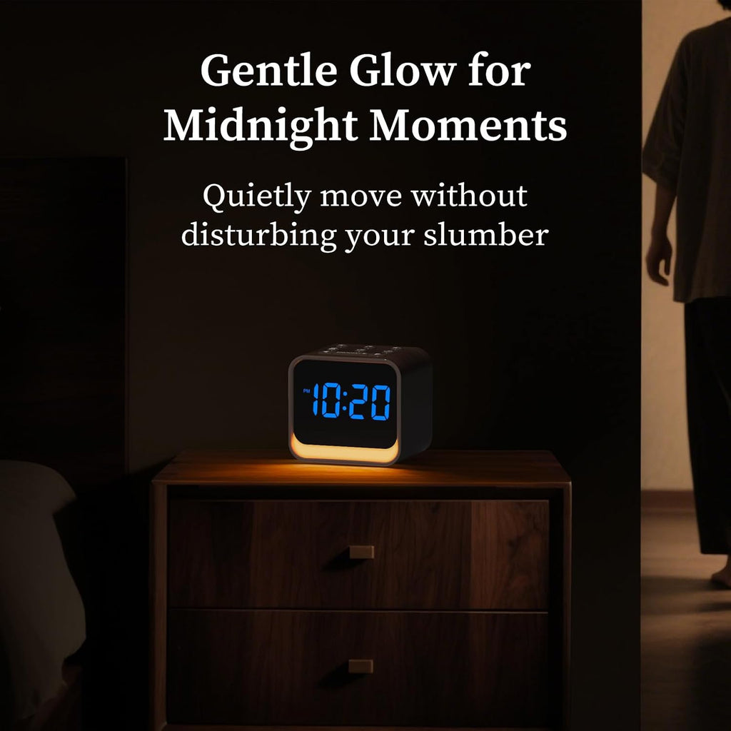 Housbay Wooden Sound Machine Alarm Clock for Bedrooms - Gentle Wake-Up with Birdsong, White Noise for Sleeping, Small Digital Clock for…