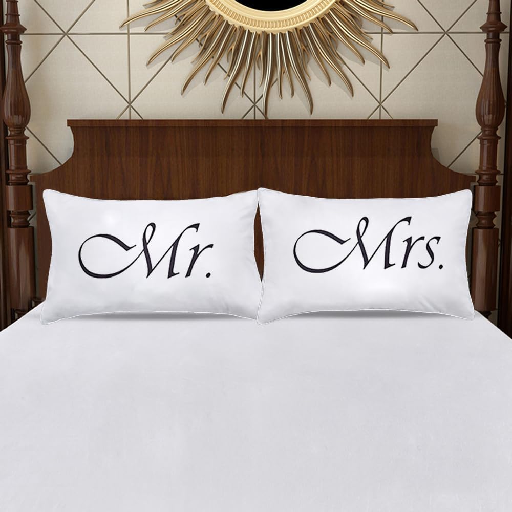 2PCS Mr and Mrs Pillow Cases, His and Hers Couples Pillowcases, Romantic Anniversary Engagement Christmas Wedding Gifts for The…