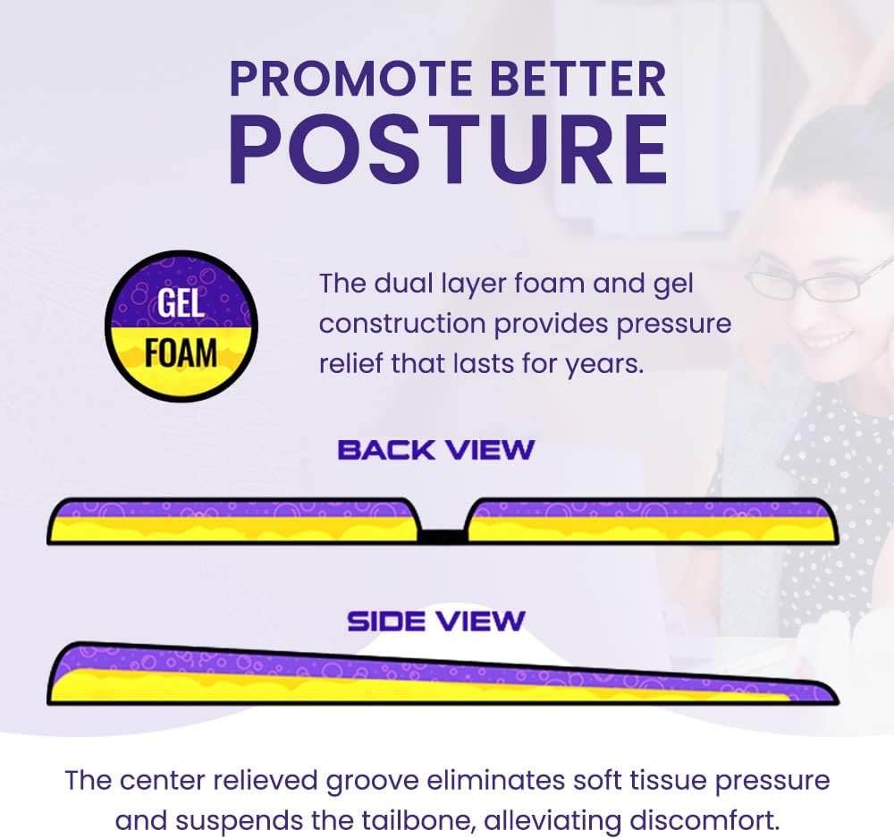 G Seat LITE Travel Gel Foam Cushion | Back Pain, Sciatica, Pressure Relief | Relieves Tailbone Discomfort, Promote Healthy Posture |…