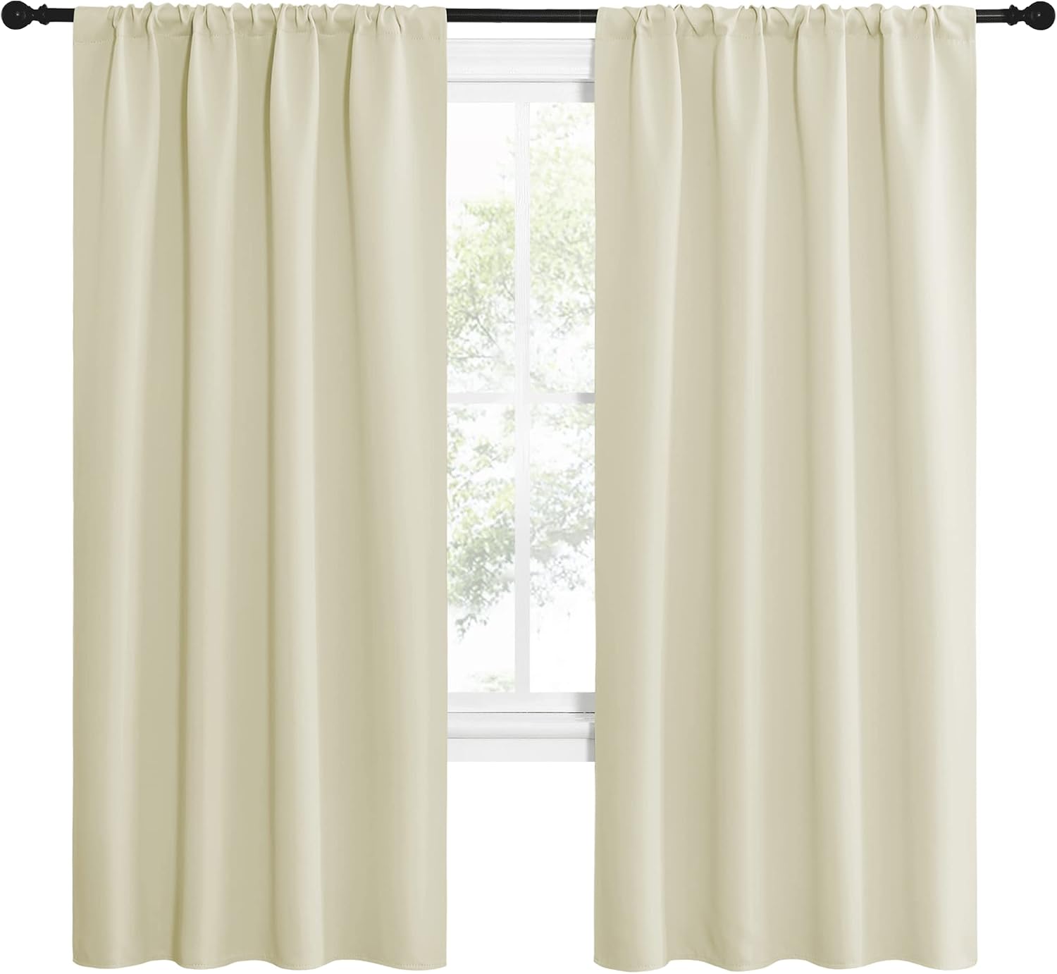 NICETOWN Beige Blackout Curtains for Living Room - Triple Weave Home Decoration Thermal Insulated Solid Rod Pocket Blackout Drapes for…