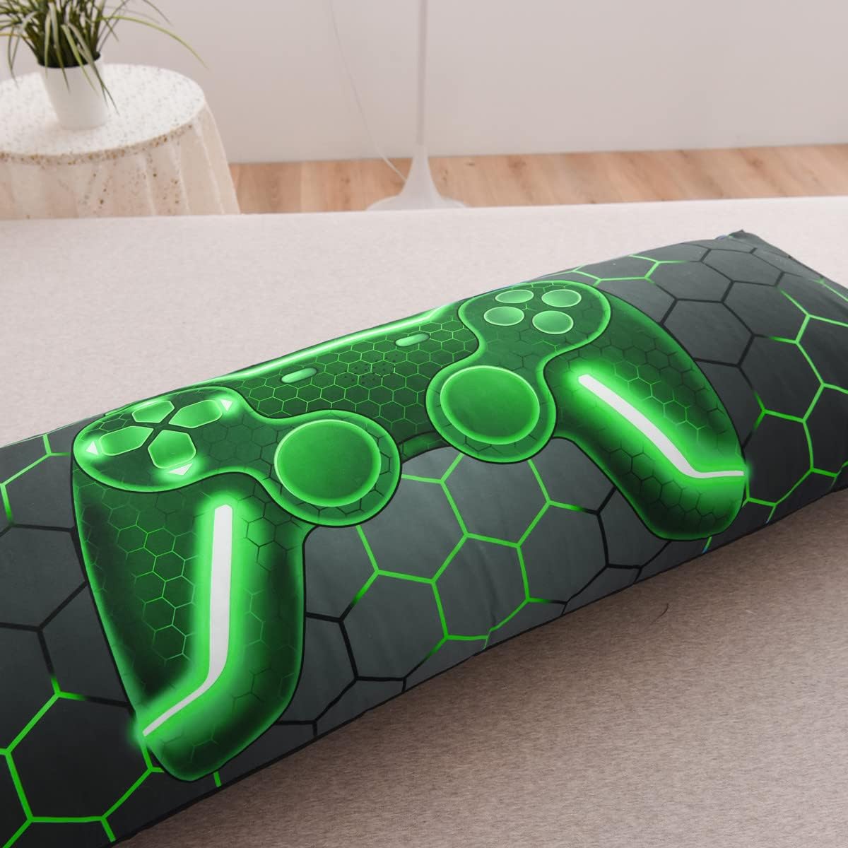 Ntbed Gaming Body Pillow Cover Gamer Microfiber Pillowcase with Envelope Closure for Kids Boys Adults,(20"x54", Green) 54 inches cotton Green