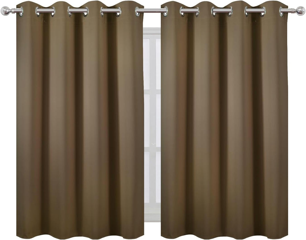 Lemomo Brown Thermal Blackout Curtains/52 x 45 Inch/Set of 2 Panels Room Darkening Curtains 45 Inch silver