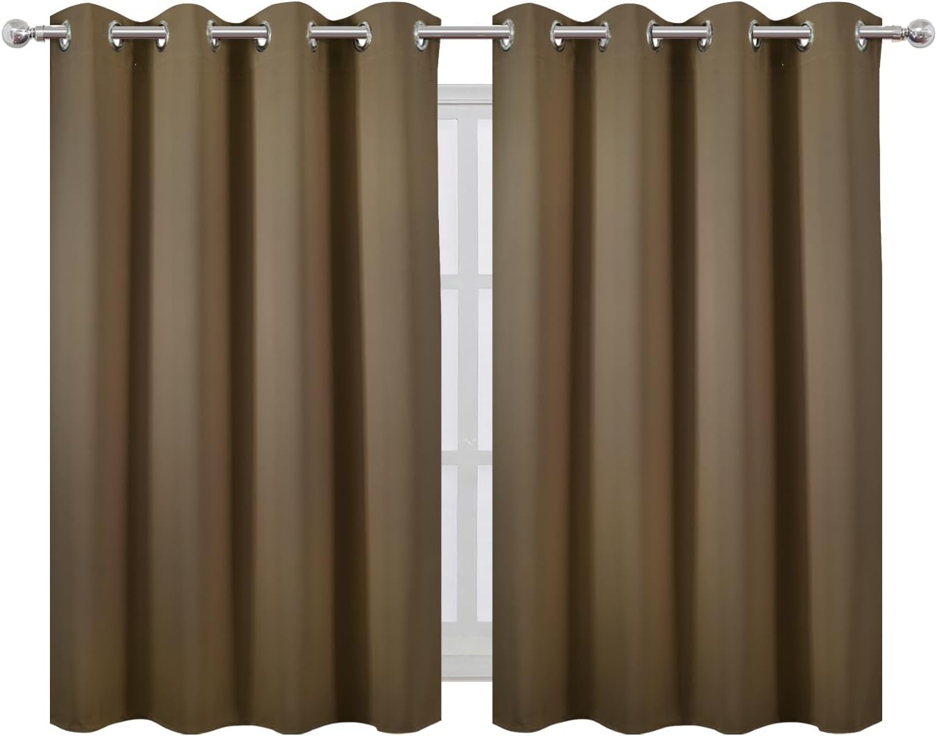 Lemomo Brown Thermal Blackout Curtains/52 x 45 Inch/Set of 2 Panels Room Darkening Curtains 45 Inch silver