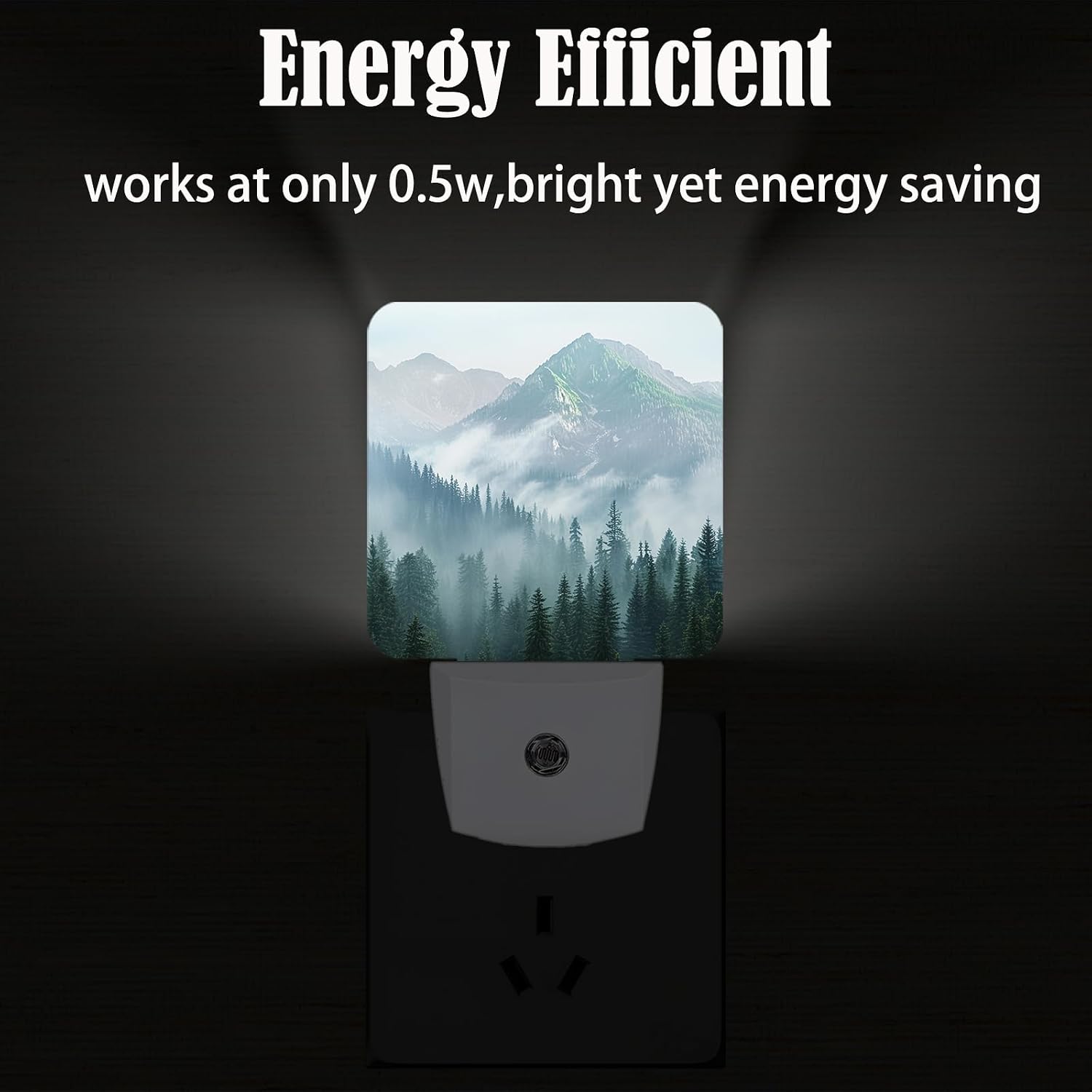 Mountain Forest Night Light, Plug Into Wall with Dusk to Dawn Light Sensors, Warm Nightlights for Bedroom, Bathroom, Hallway, Kitchen…