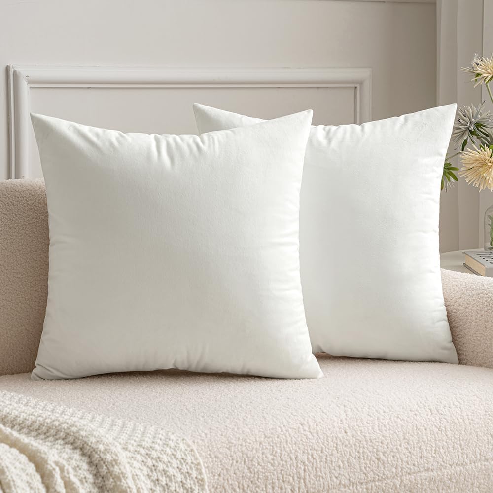 Miulee Velvet Throw Pillow Covers 20x20 Inch, Pack of 2 - Pure White, Soft Solid Decorative Pillow Covers Cushion Cases Modern Luxury Home…