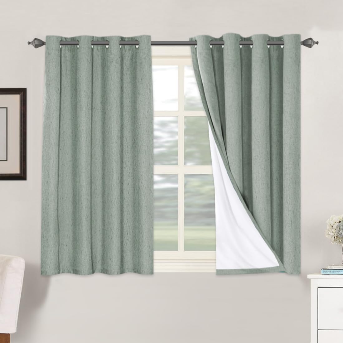 H.VERSAILTEX 100% Blackout Curtains for Bedroom Thermal Insulated Linen Textured Curtains Heat and Full Light Blocking Drapes Living Room…