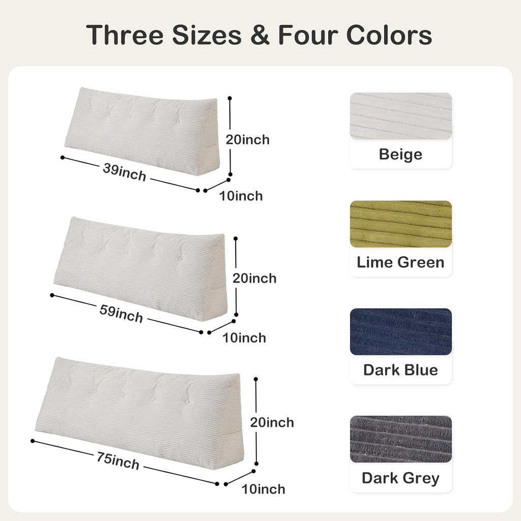 Headboard Pillow Twin, Wedge Headboard Pillow for Bed Sofa, Triangular Backrest Pillow with Removable Cover for Reading, Working…