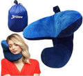 J-Pillow Travel Pillow + Carry Bag, (No Scarf) - Chin & Neck Support in Any Sitting Position, Travel Pillow for Aeroplane - (Blue) Blue