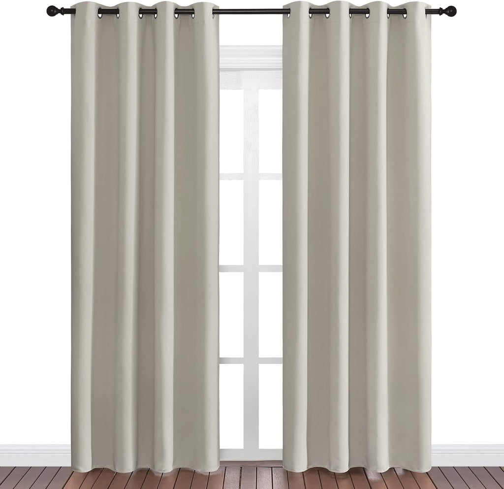 Nicetown Natural Room Darkening Curtains 86" Long for Boho Farmhouse Home Decoration, Window Treatment Total Privacy Drape Panels for Bedro…