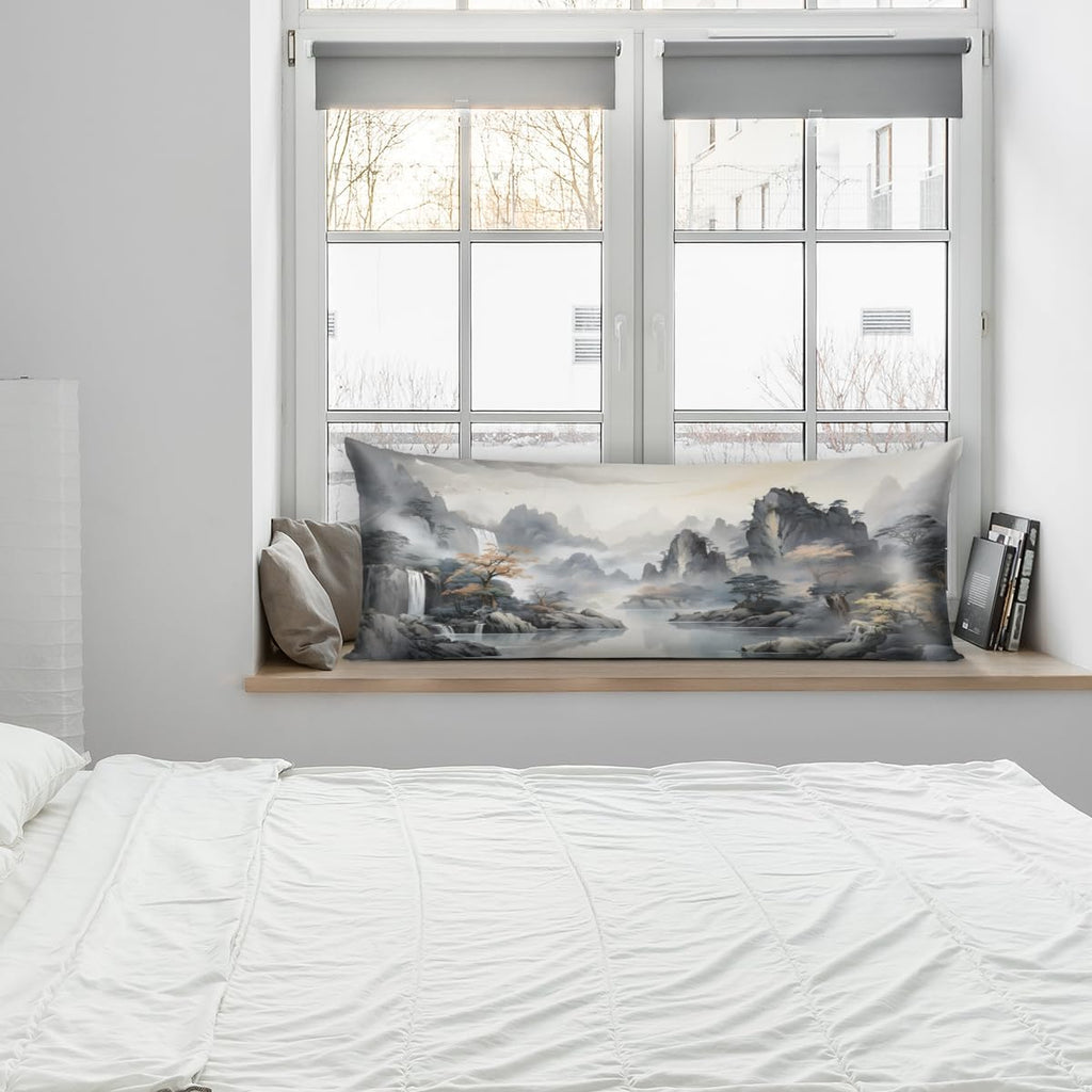 Aglebo Scenery Mountain Body Pillow Covers Super Soft Satin Decorative Pillowcase with Hidden Zipper Cooling Breathable Case Rectangle Cove…