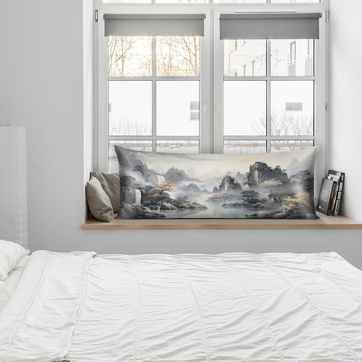 Aglebo Scenery Mountain Body Pillow Covers Super Soft Satin Decorative Pillowcase with Hidden Zipper Cooling Breathable Case Rectangle Cove…