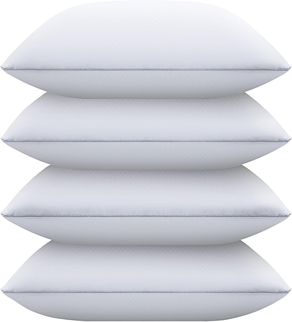 Piwaal Bed Pillows for Sleeping Standard Size Set of 4, Down Alternative Filling, Pillows for Back, Stomach or Side Sleepers