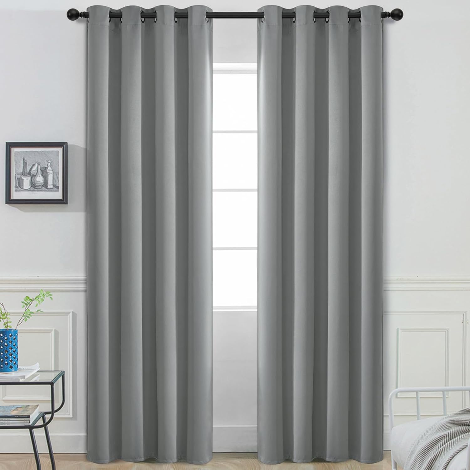 Yakamok Dove Grey Room Darking 108 Inch Length 2 Panel Sets for Livingroom Dining Room Darkening Thermal Insulated Bay Window Hotel…