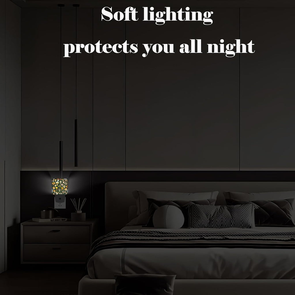 Various Mushrooms Night Light, Plug Into Wall with Dusk to Dawn Light Sensors, Warm Nightlights for Bedroom, Bathroom, Hallway, Kitchen…