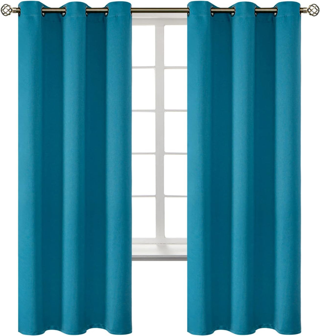 BGment Blackout Curtains - Grommet Thermal Insulated Room Darkening Bedroom and Living Room Curtains, Set of 2 Panels (42 x 72 Inch, Peacoc…