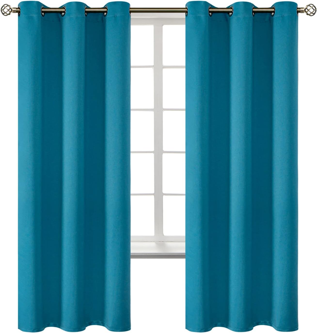 BGment Blackout Curtains - Grommet Thermal Insulated Room Darkening Bedroom and Living Room Curtains, Set of 2 Panels (42 x 72 Inch, Peacoc…