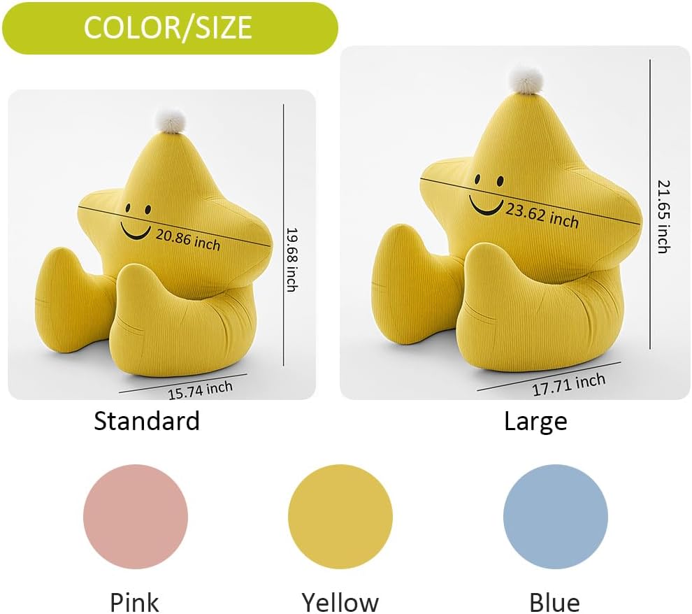 Ceanlex Reading Pillows for Sitting in Bed, Corduroy Back Pillow Bed Sitting Up, Cute Star Shape Back-Rest Support Cushion for Sit Up on Co…