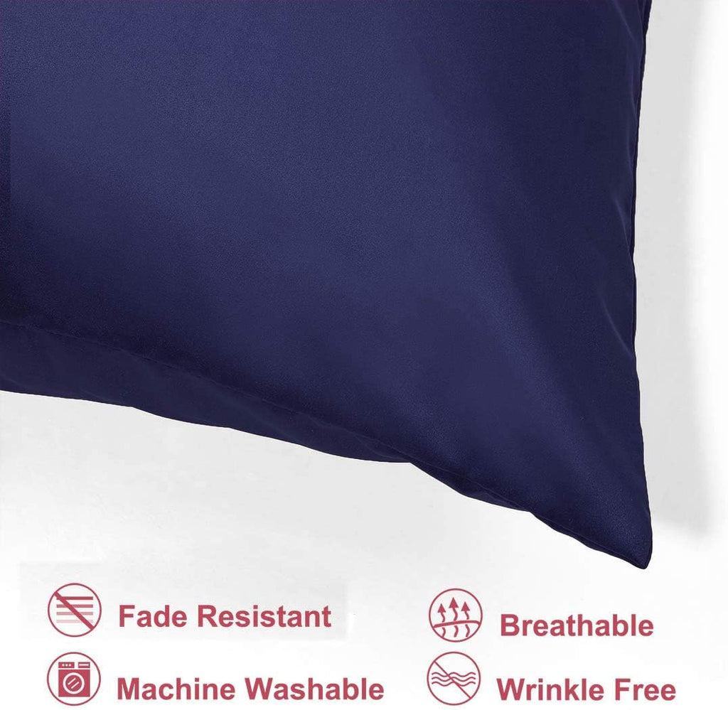 uxcell Travel Satin Pillowcase with Zipper, Super Soft and Luxury, Silky Pillow Cases Covers Set of 2, 14"x20", Navy