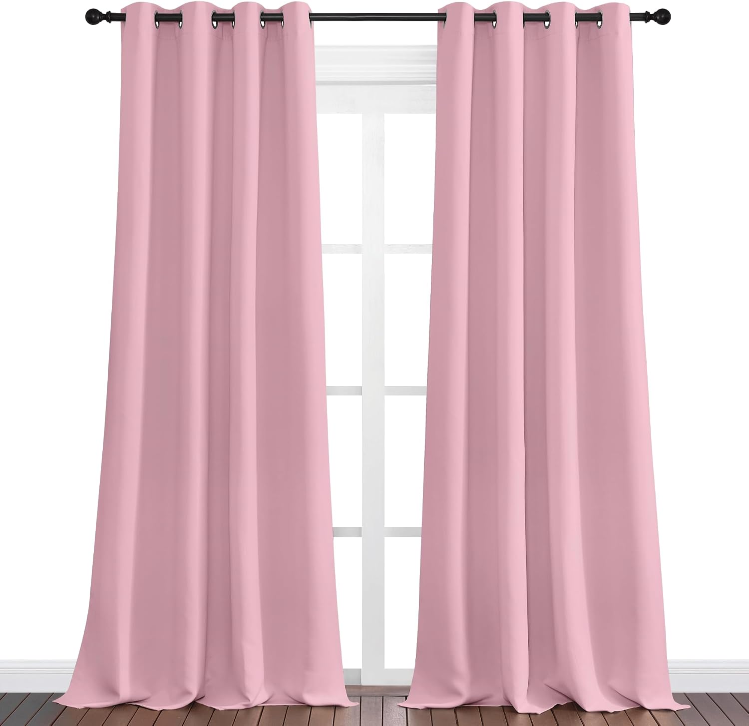 Nicetown Crystal Pink Blackout Curtains 90" Long for Office, Dining Room, Guest Room, Sound Reducing Heat and Cold Block Curtain Panels for…