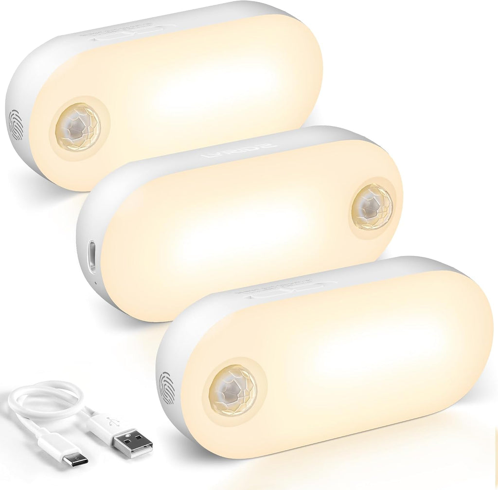 Lyridz Rechargeable Night Light with Motion Sensor, 1500mAh Battery Operated Nightlights, Stick-on LED Closet Light, 1-80LM Dimmable Bright…