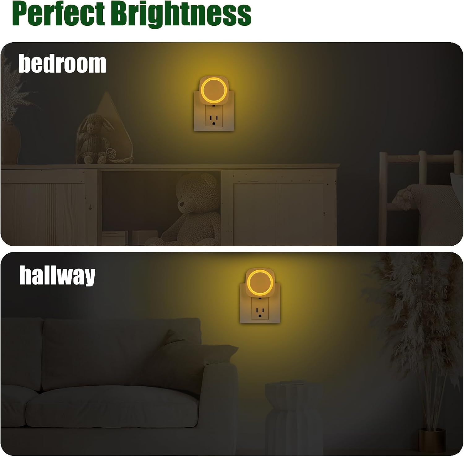 LED Night Lights Plug in to Wall,[4-Pack]Plug in Night Light, Auto Dusk to Dawn Sensor, Dimmable night light, energy efficient night…