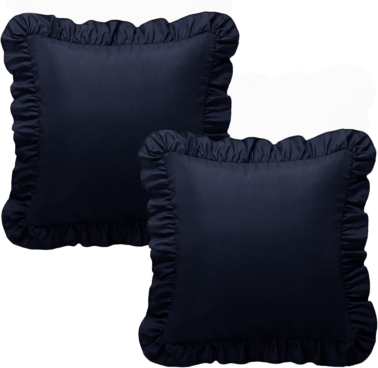 KKJIAF Ruffle Pillow Cases 26x26 Inches, Navy Blue Square Ruffled Pillow Covers Set of 2, Microfiber Wrinkle Resistant Pillow Shams with…