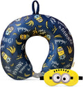 MINISO Minions Travel Neck Pillow with Eye Mask, Cute Cartoon 100% Memory Foam Neck Support Pillow, Lightweight Travelling Pillow Set for…