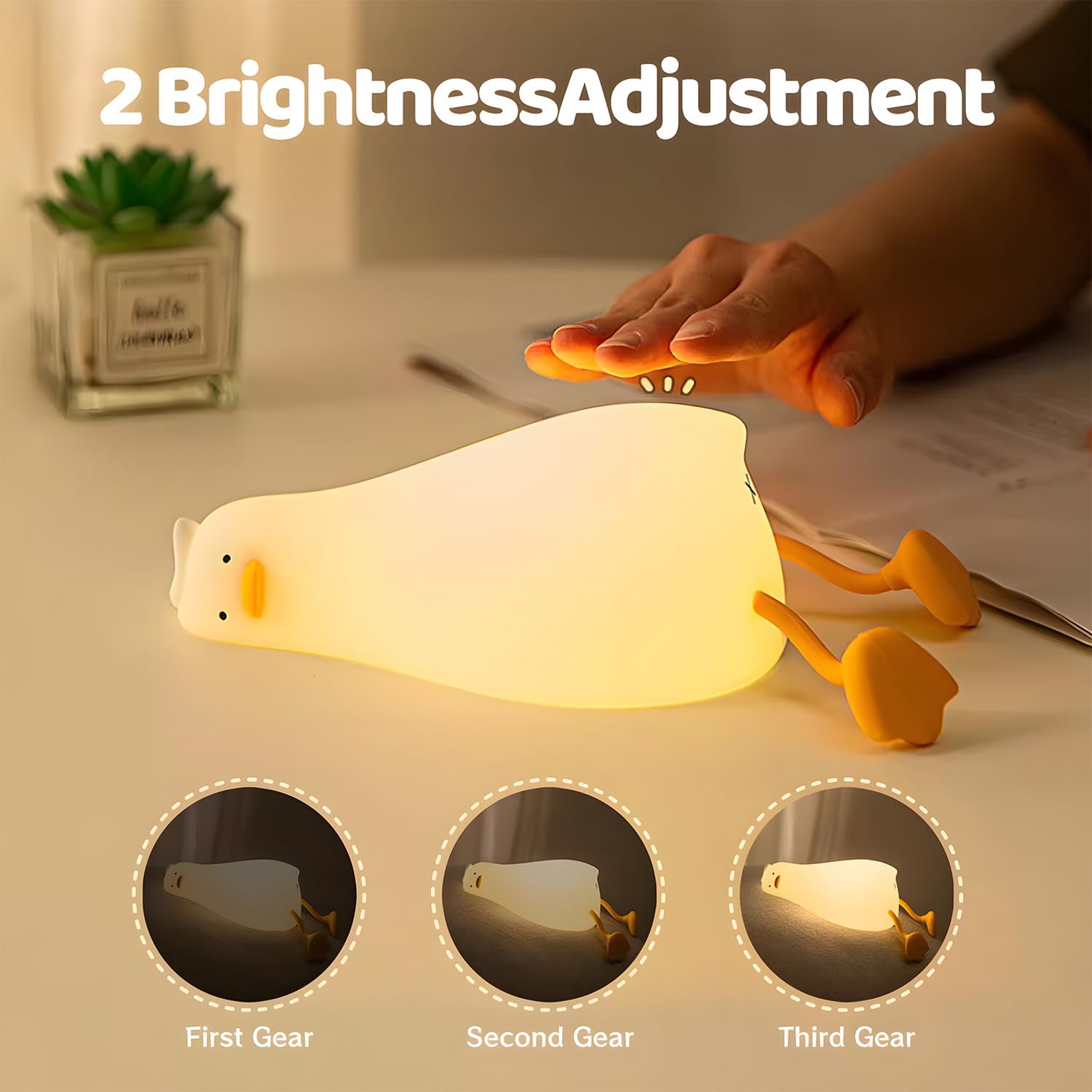 Rytinazzz Silicone Night Light for Kids, 50H Long Battery Duck Lamp (Lying), Gift for Kids, Soft Dimmable Bedside Light, Rechargeable Tap…