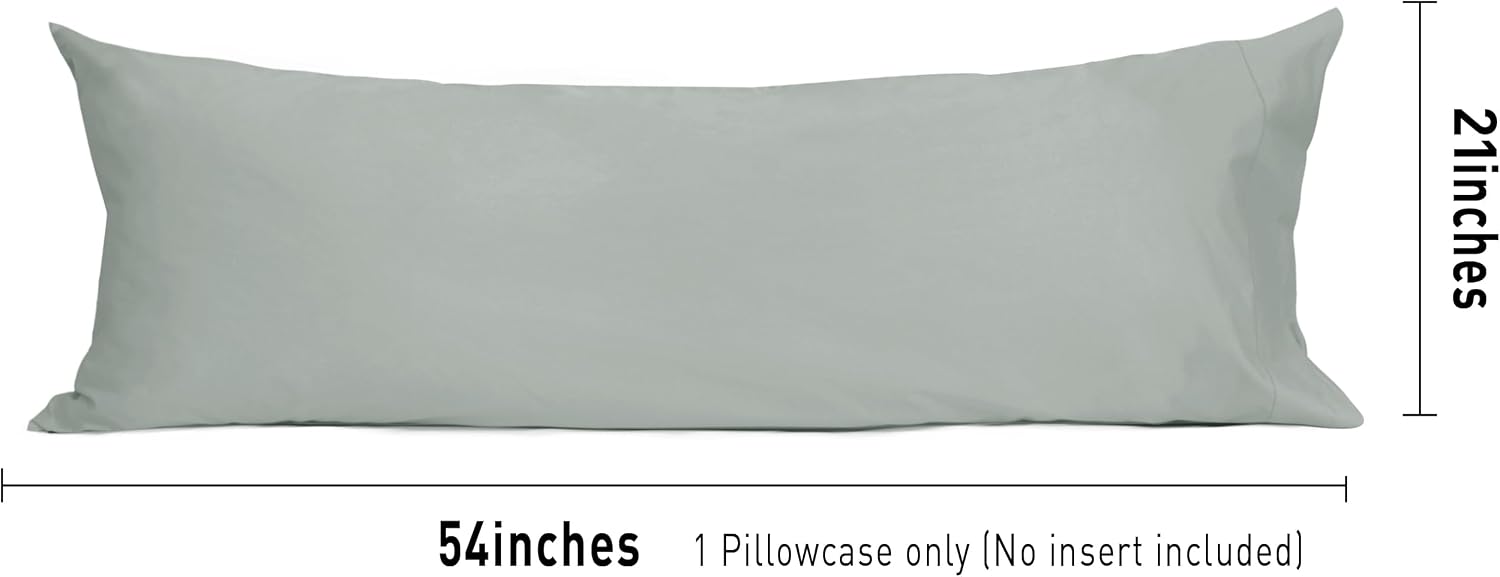 Sunflower Body Pillowcase 100% Cotton Long Pillow Cover/Case Envelope Closure 1 Pack, 20×54 inches Storm Gray, Soft and Breathable