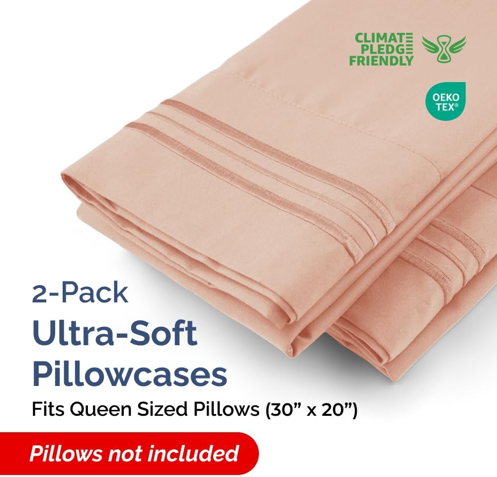 Queen Pillow Cases Set of 2 - Ultra Soft Hotel Quality Pillowcase Covers - Comfy, Cozy & Wrinkle Free - Shrinkage, Stain and Fade…