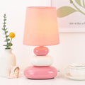 LULE Pink Small Table Lamp for Living Room as Bedside Table Lamp for Bedroom, Modern Ceramic Kids Night Table Lamp, Φ6.5×H12.2IN, Bulb Excluded