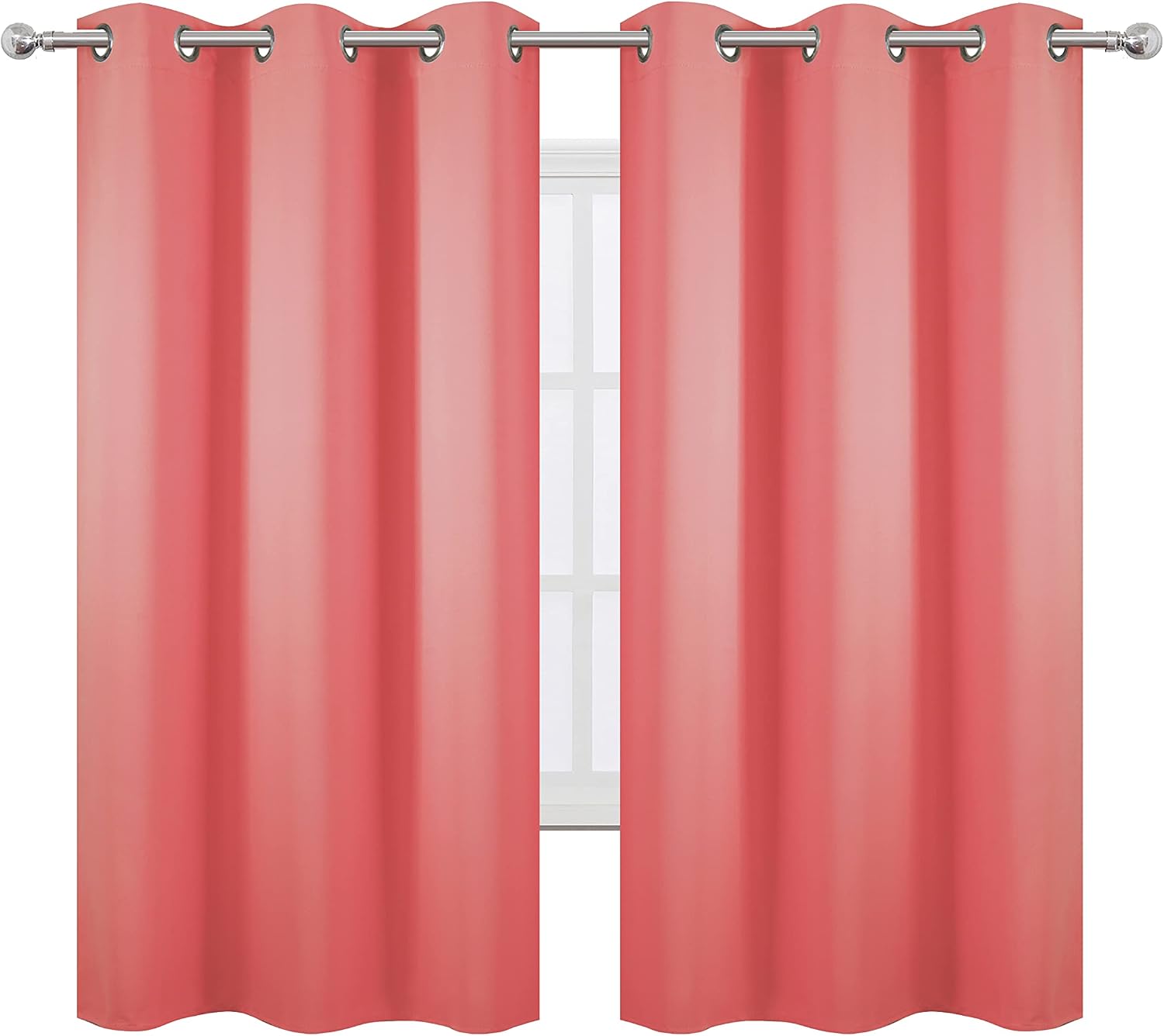 Lemomo Coral Blackout Curtains 38 x 63 Inch Length/Set of 2 Curtain Panels/Thermal Insulated Room Darkening Blackout Curtains for Bedroom 6…