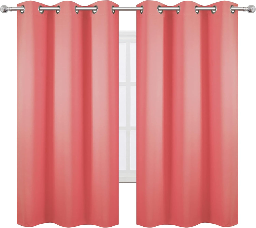 Lemomo Coral Blackout Curtains 42 x 63 Inch Length/Set of 2 Curtain Panels/Thermal Insulated Room Darkening Blackout Curtains for Bedroom 6…