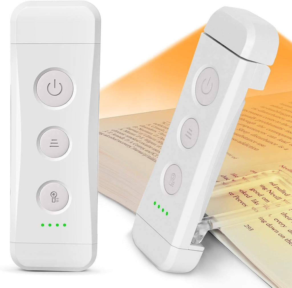 Glocusent USB Rechargeable Book Light for Reading in Bed, Portable Clip-on LED Reading Light, 3 Amber Colors & 5 Brightness Dimmable…