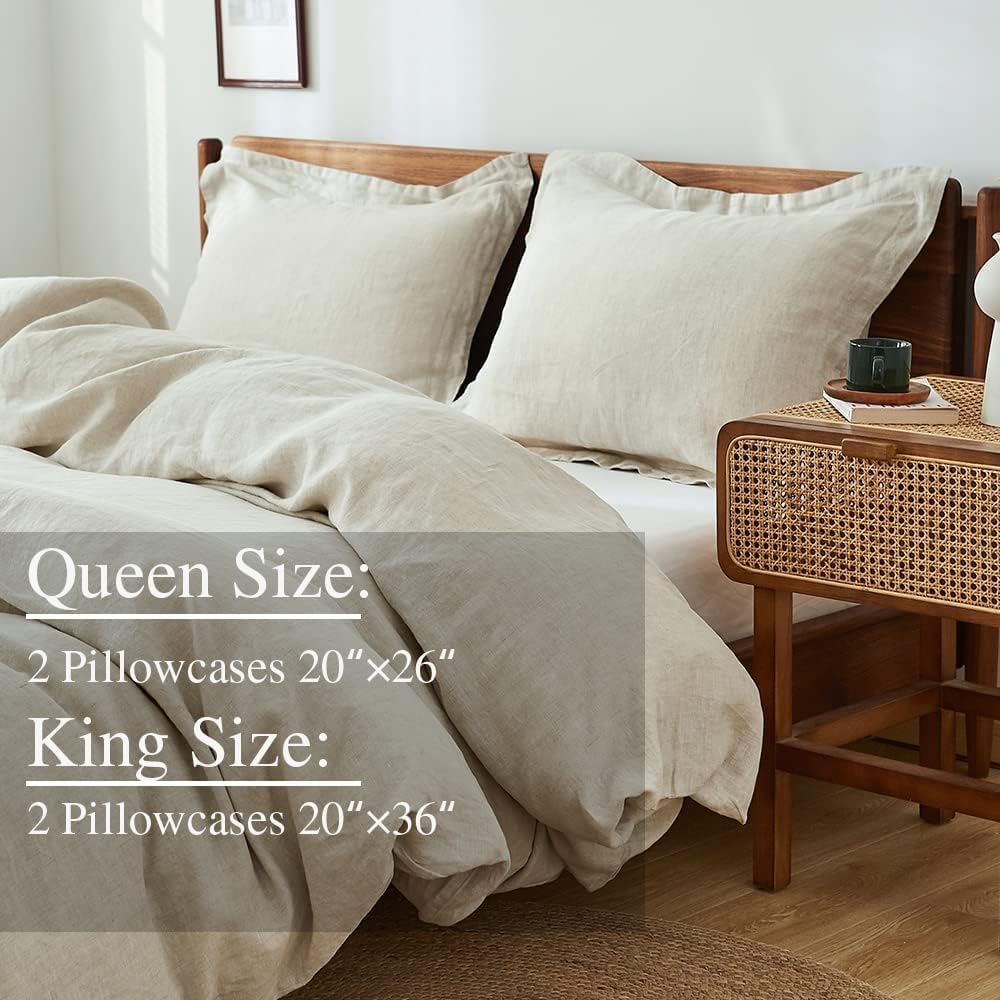 Simple&Opulence 100% Linen Pillow Case Queen Size Set of 2, Linen Pillow Covers with Overlap Closure, Luxury Breathable Pillowcases…