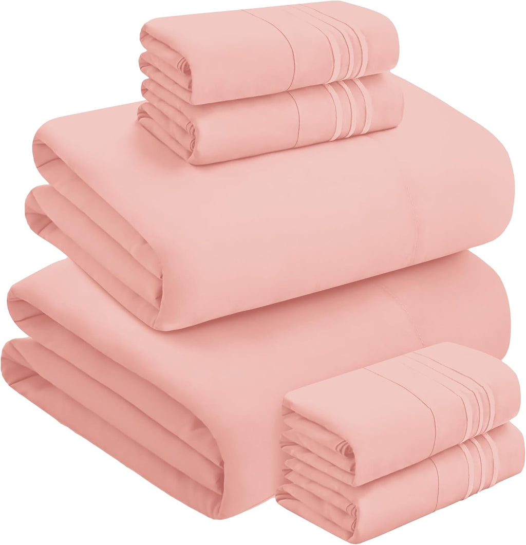 MocassiLuxuryBedding Mocassi Luxury 6-Piece Sheet Set, Ultra Soft 1800 Hotel Quality Microfiber Sheet Set, Fits Mattresses Up to 18 to 24 I…