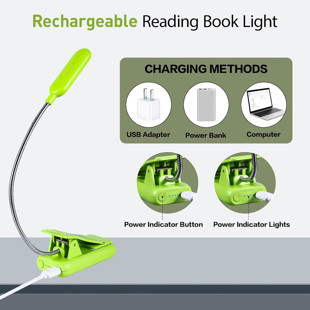 Vavofo Rechargeable Book Light for Reading in Bed Kids, 7 LED Reading Light with 9-Level Warm Cool White Daylight, Eye comfort Lamp with…