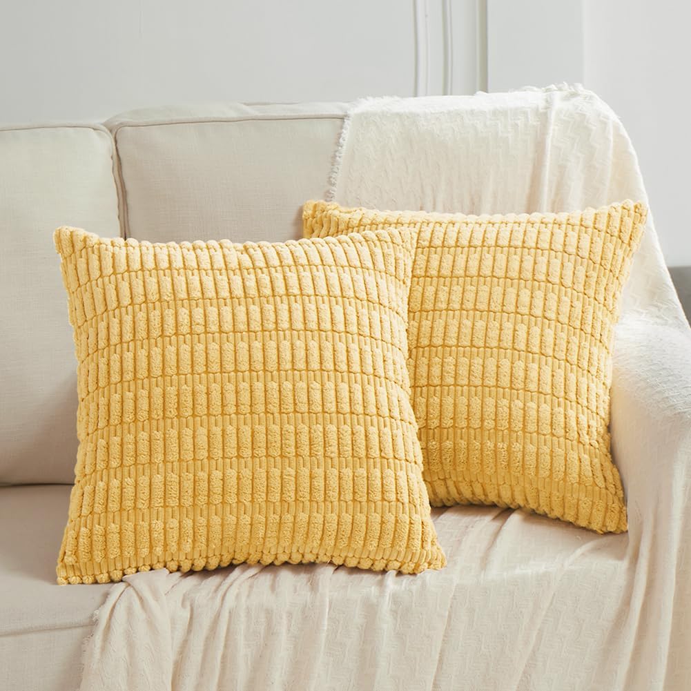 Fancy Homi Decorative Throw Pillow Covers for Bed Couch Bedroom Bench, Soft Corduroy Solid Pillow Case, Rustic Farmhouse Boho Room…