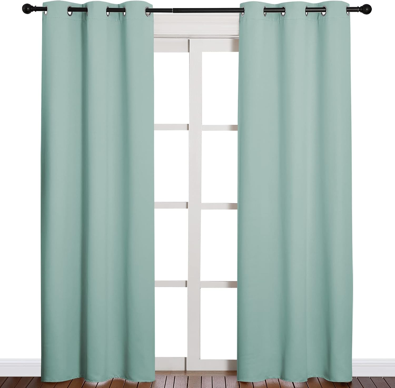 NICETOWN Thermal Insulated Solid Grommet Blackout Curtains/Drape for Living Room (Aqua, 1 Pair, 42 by 84-Inch)