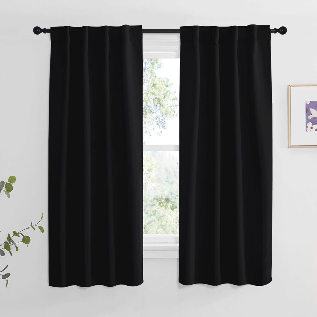 NICETOWN Halloween Blackout Curtains Window Panel Drapes - (Black Color) W34 x L63, Double Panels, Home Decoration Light Blocking Thermal…