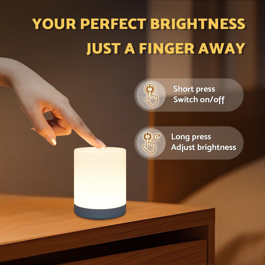 DAZZY DOT Touch Night Light for Baby Nursery, Small Cordless Lamp, Dimmable Portable Rechargeable Battery Operated Night Light, Wireless…
