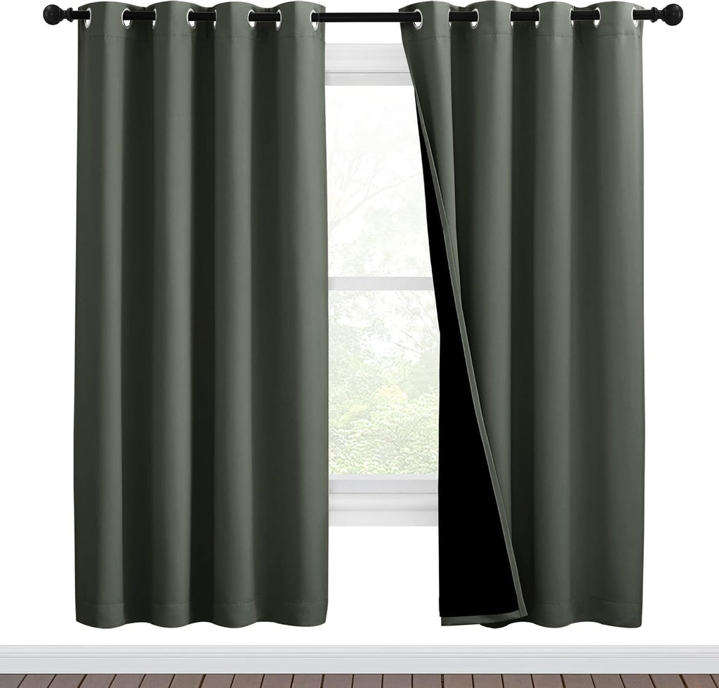Nicetown 100% Blackout Window Curtain Panels, Full Light Blocking Drapes with Black Liner for Nursery, 72-inch Drop Thermal Insulated Drape…