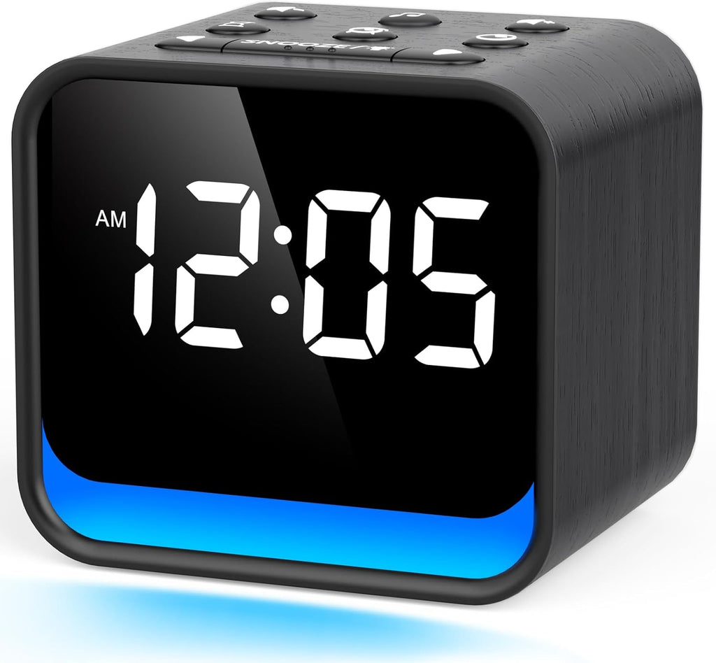 HOUSBAY Wooden Sound Machine Alarm Clock for Bedrooms - Gentle Wake-Up with Birdsong, White Noise for Sleeping, Small Digital Clock for…