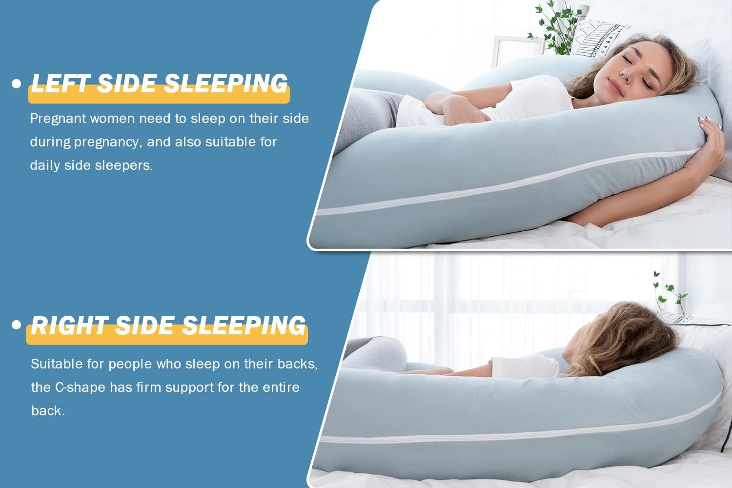 INSEN Pregnancy Pillows for Sleeping, Maternity Pillow with Cooling Cotton Cover, C Shaped for Pregnant Side Sleeping, Green