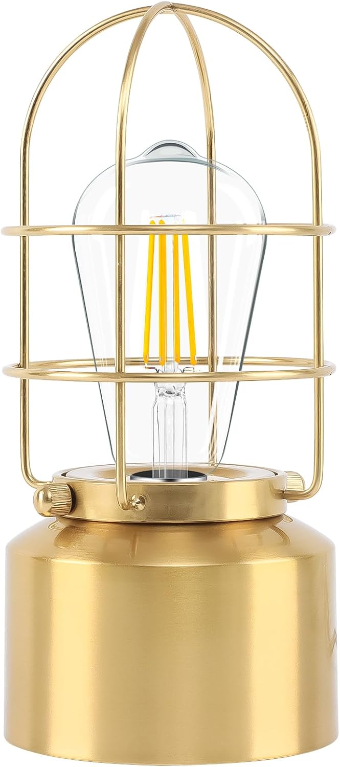 Haian Support Small Touch Gold Table Lamp for Small Spaces - 3 Way Dimmable Industrial Bedside Lamp - Steampunk Antique Nightstand Desk…