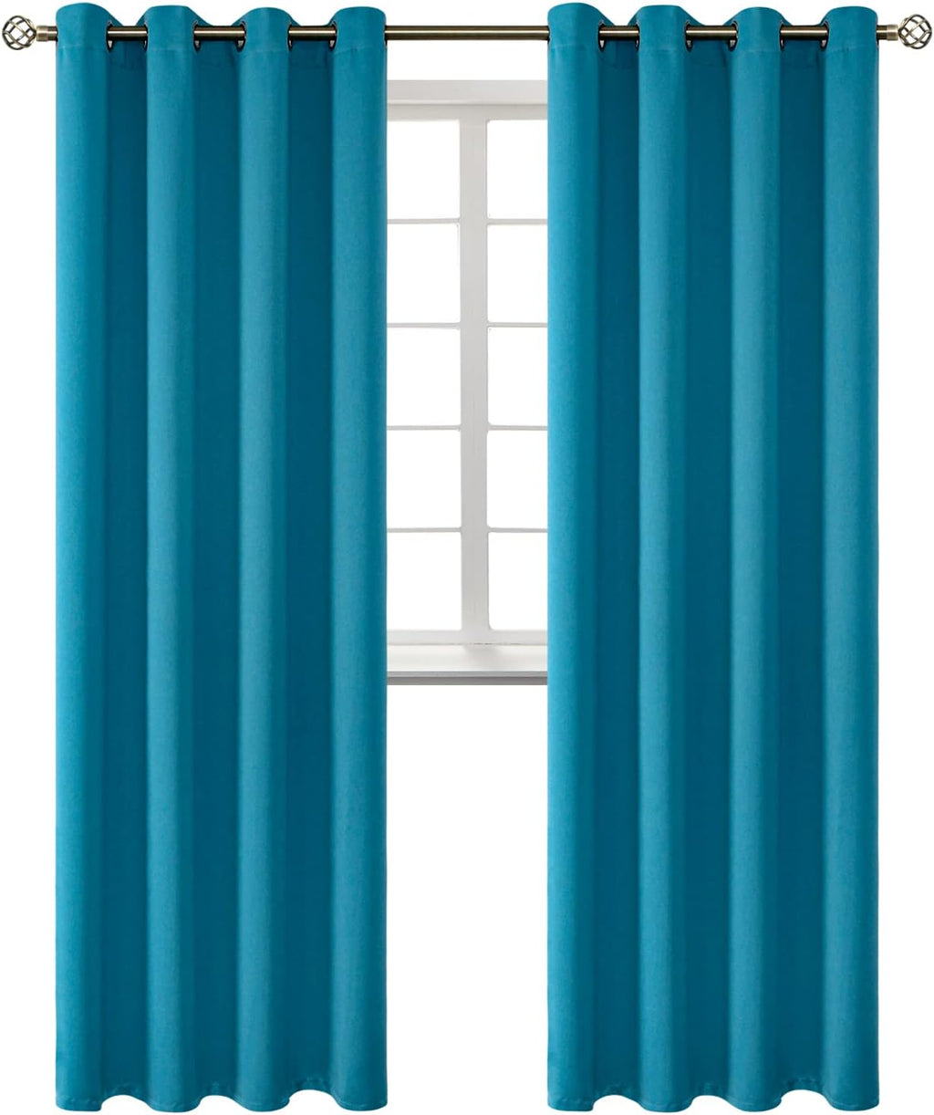 BGment Blackout Curtains - Grommet Thermal Insulated Room Darkening Bedroom and Living Room Curtains, Set of 2 Panels (52 x 95 Inch, Peacoc…