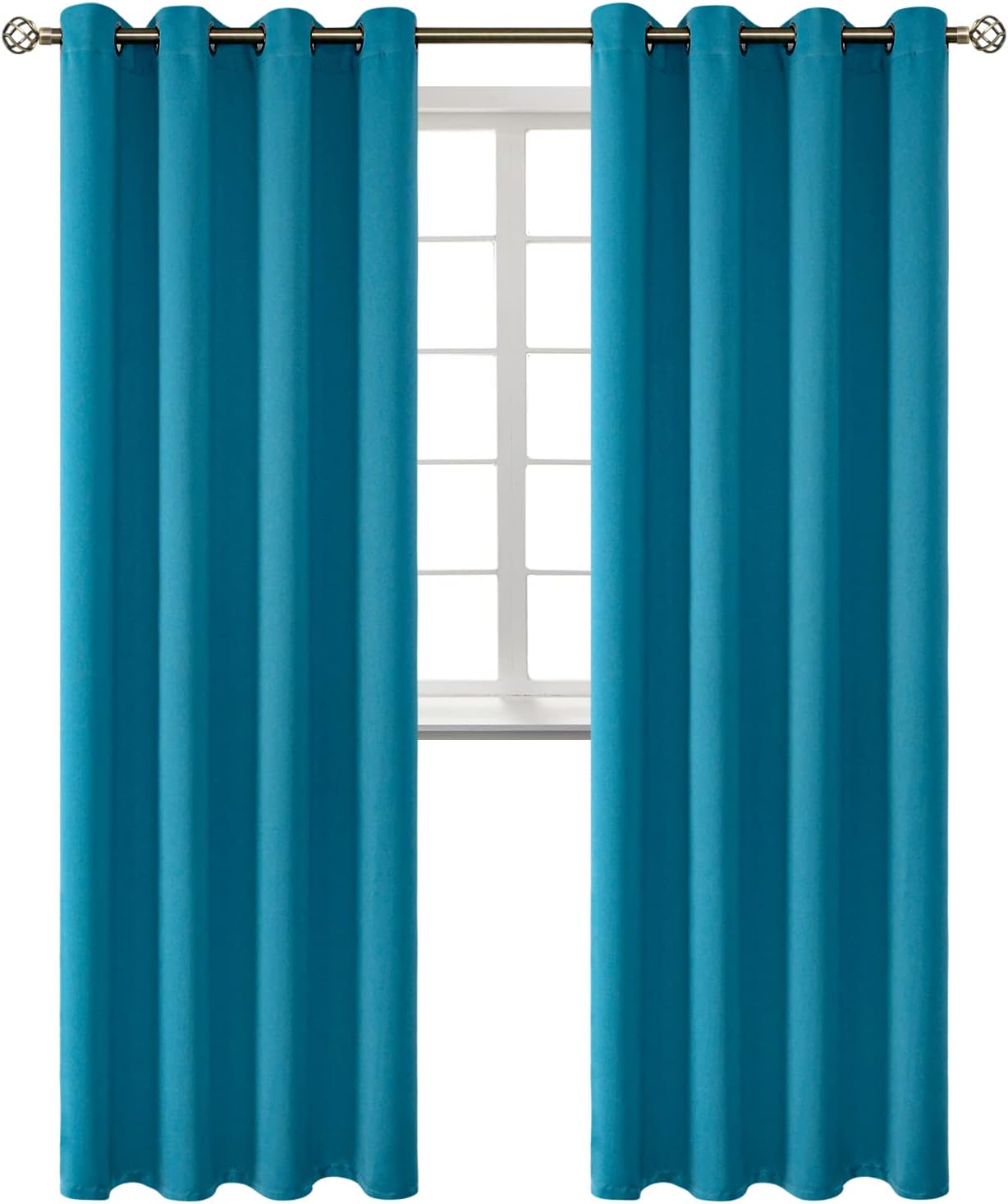 BGment Blackout Curtains - Grommet Thermal Insulated Room Darkening Bedroom and Living Room Curtains, Set of 2 Panels (52 x 95 Inch, Peacoc…